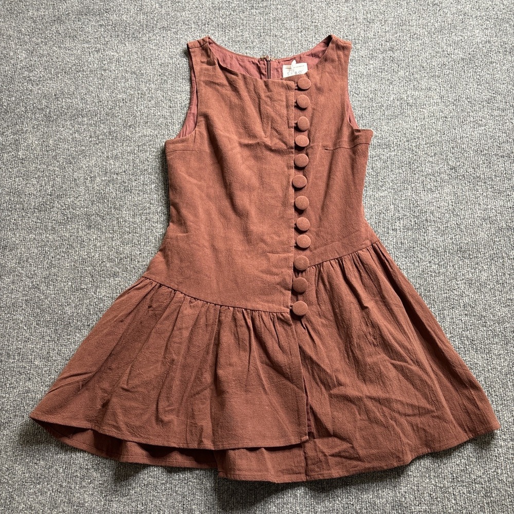 SABO Alfresco Dress Size Small Button Front 100% Cotton Mini Asymmetrical Boat